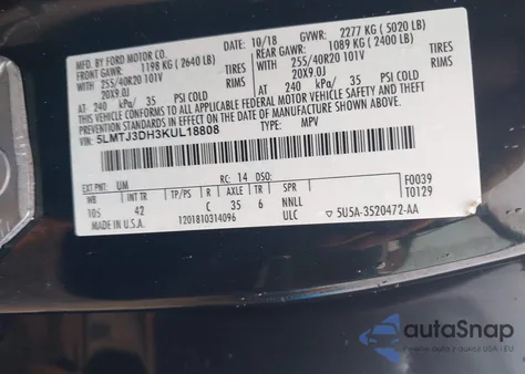 2019 Lincoln Mkc Reserve из США, поврежденный, VIN 5LMTJ3DH3KUL18808